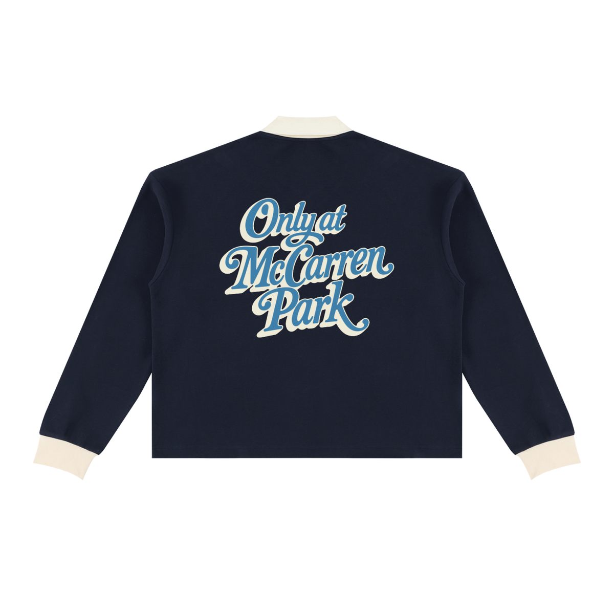 Only At McCarren (Slate-Blue Lettering) Baseball Long-Sleeve Sweatshirt