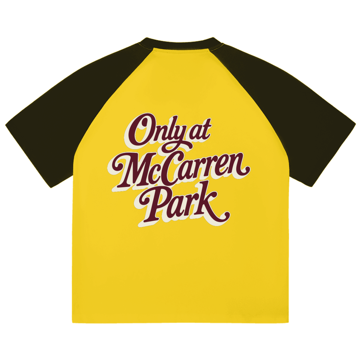 Only at McCarren (Maroon Lettering) Color-Blocked Baseball T-Shirt