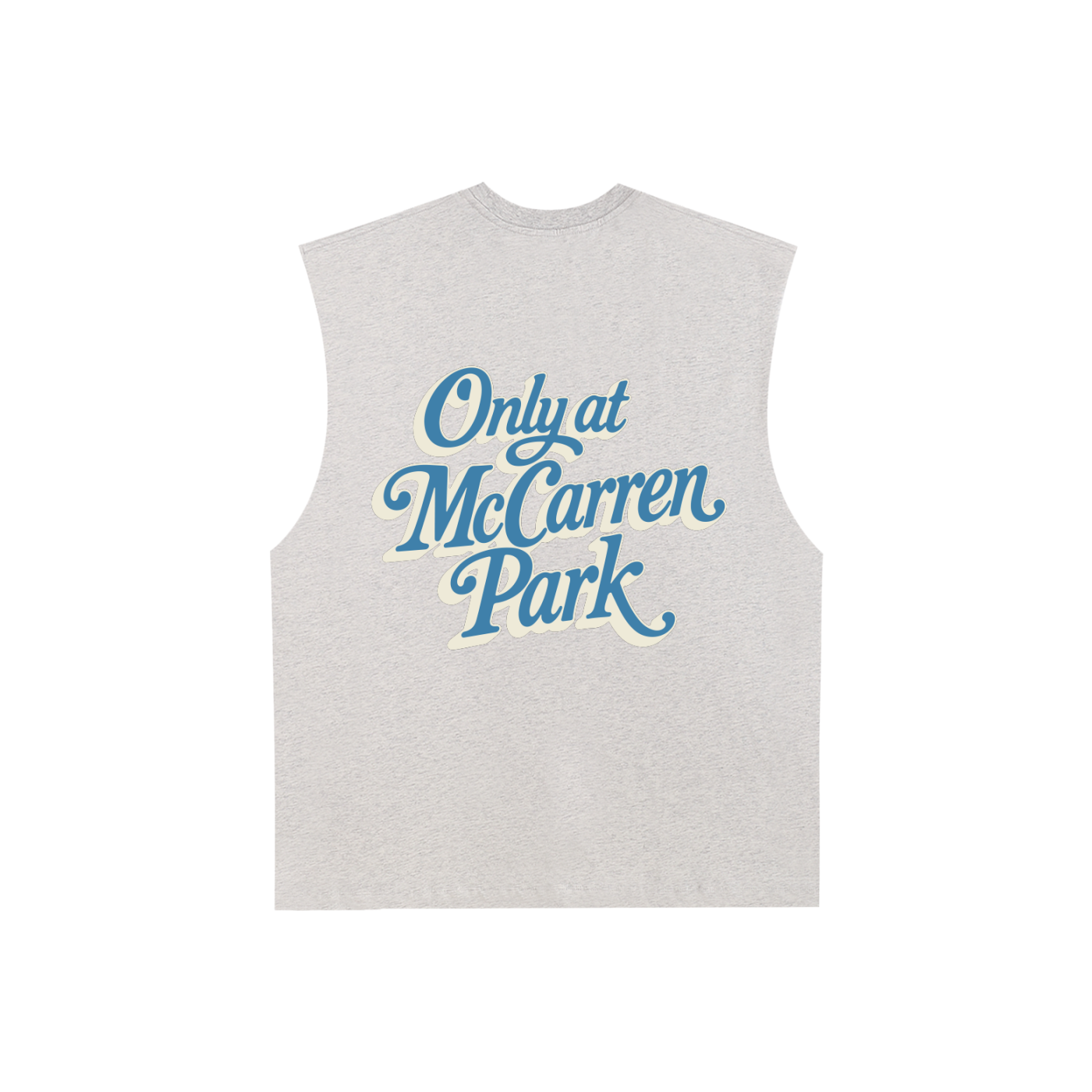 Only At McCarren (Slate Blue Lettering) Muscle-y Cotton Tank Top
