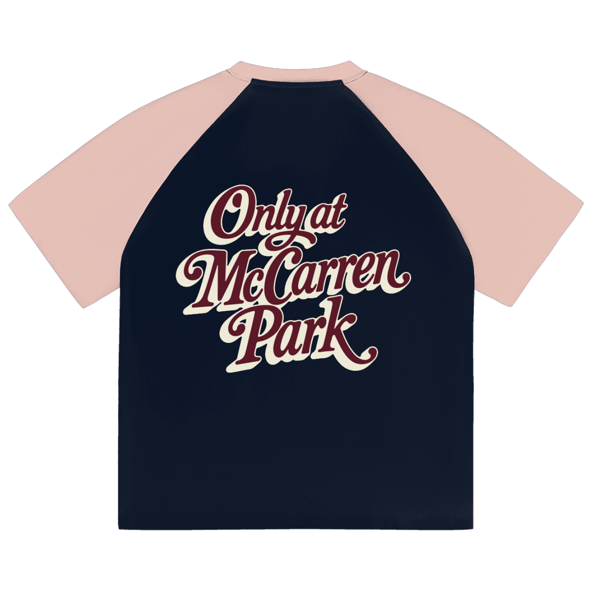 Only at McCarren (Maroon Lettering) Color-Blocked Baseball T-Shirt
