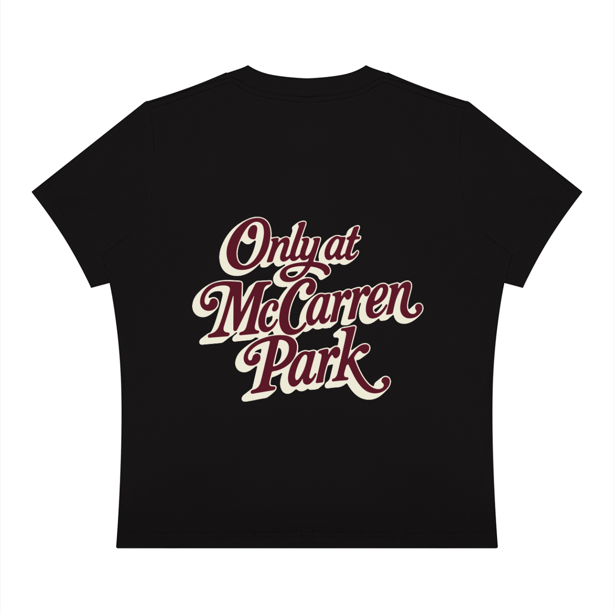 Only at McCarren Park (Maroon Lettering) Women's Sorona Crewneck T-Shirt