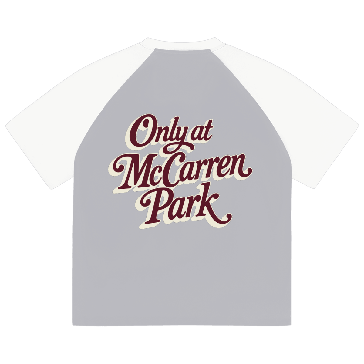Only at McCarren (Maroon Lettering) Color-Blocked Baseball T-Shirt