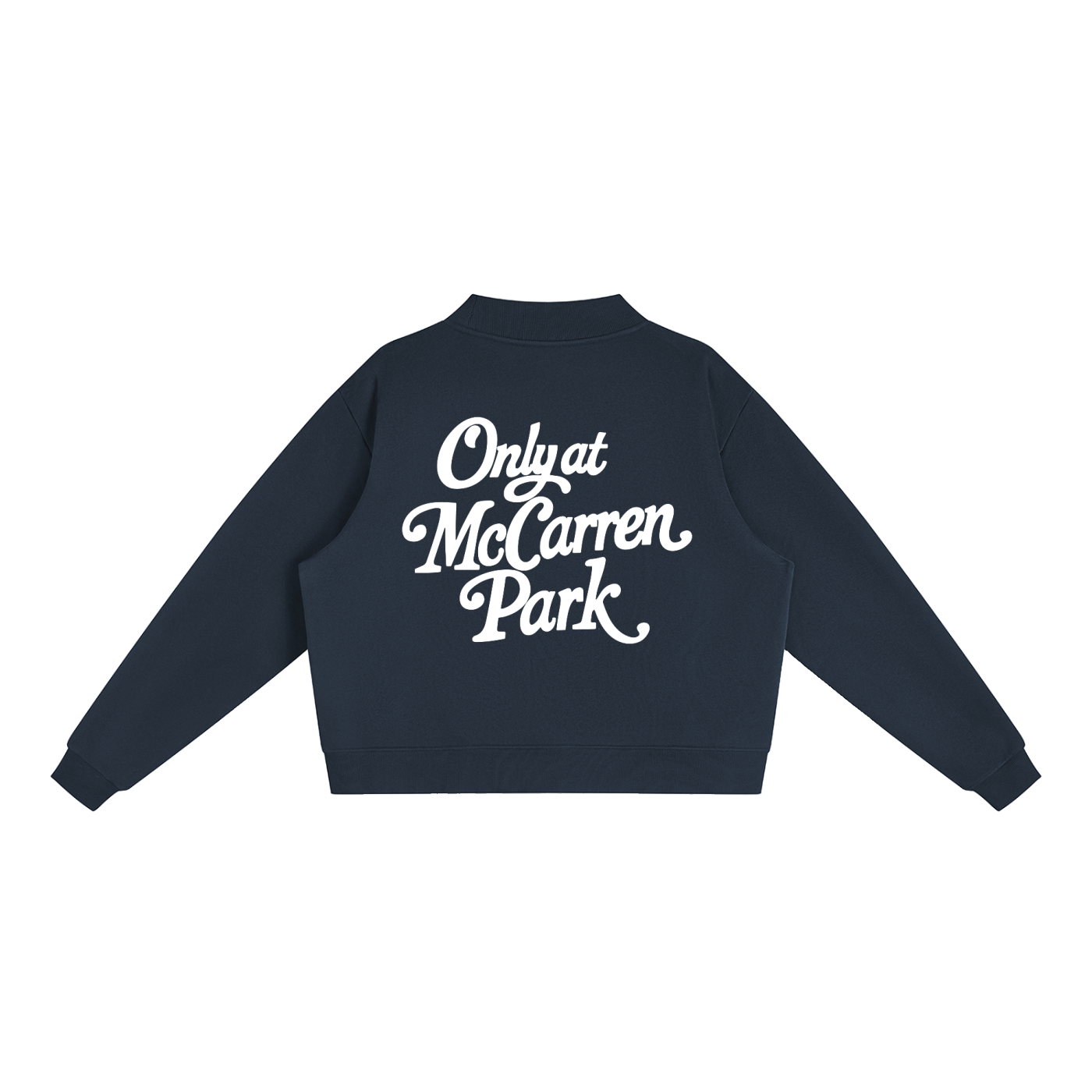 Only At McCarren Park (Simple White)  Fleece Mock-Neck Crew Sweatshirt