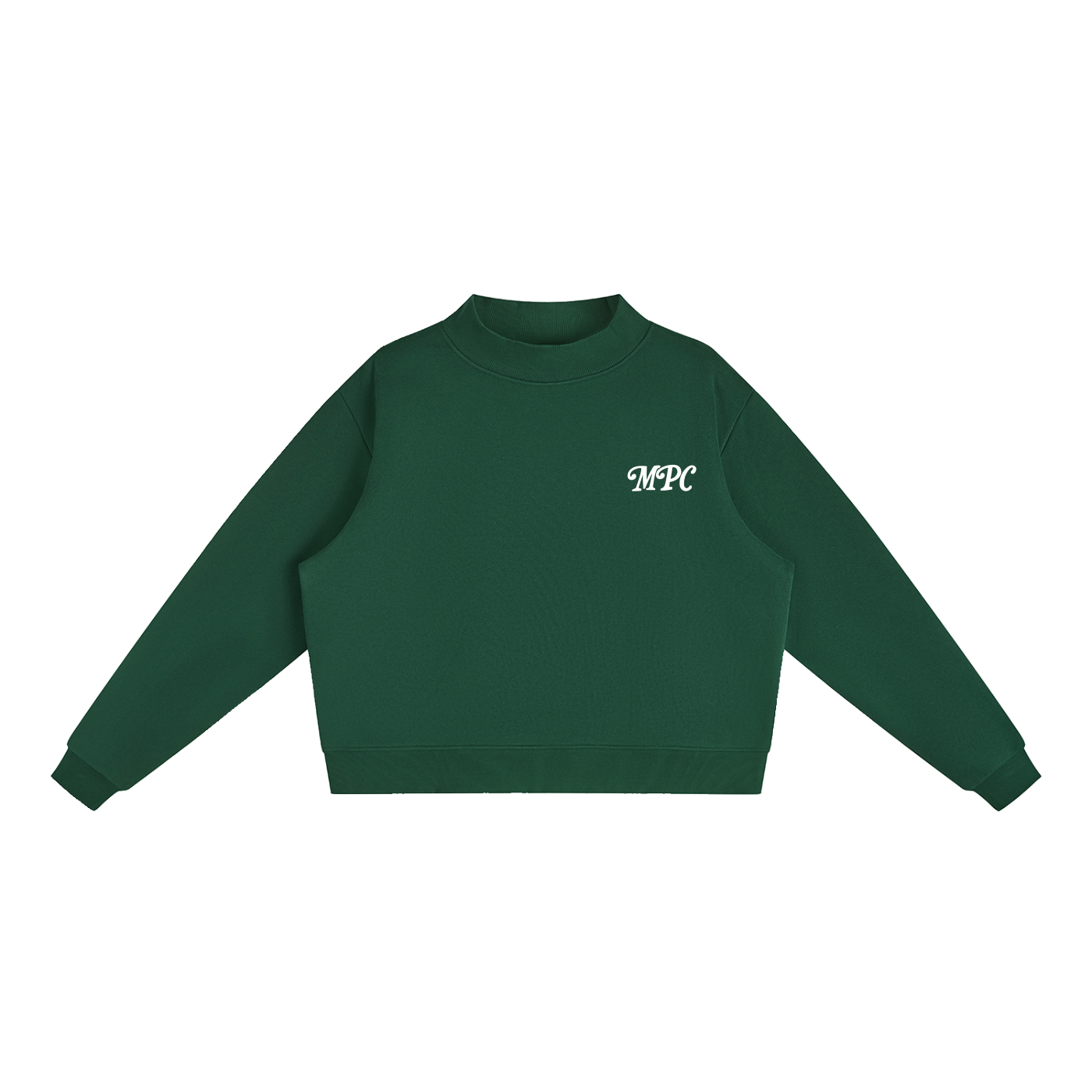 Only At McCarren Park (Simple White)  Fleece Mock-Neck Crew Sweatshirt