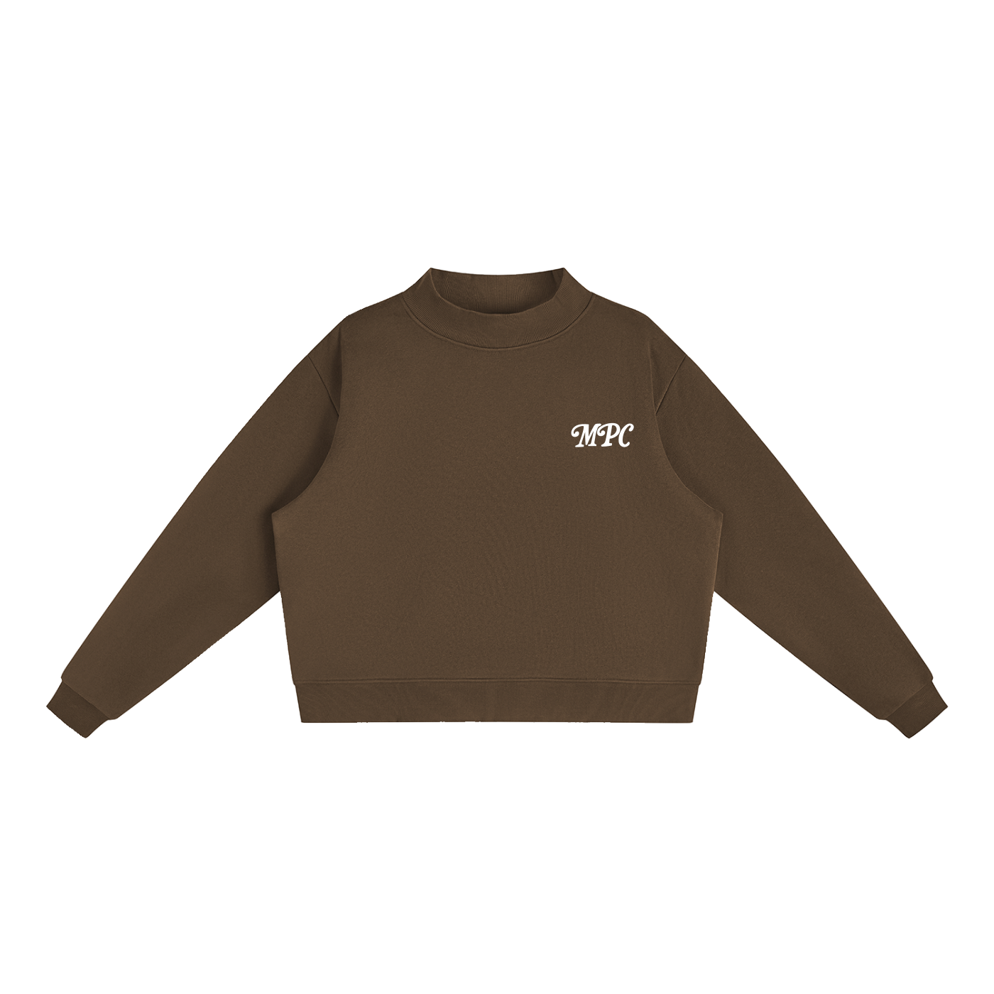 Only At McCarren Park (Simple White)  Fleece Mock-Neck Crew Sweatshirt