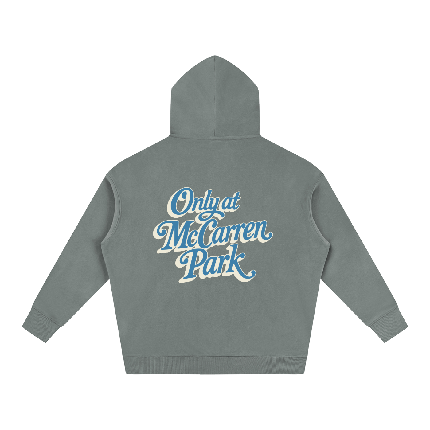 Only At McCarren (Slate Blue Lettering) Oversize Fleeced Hoodie