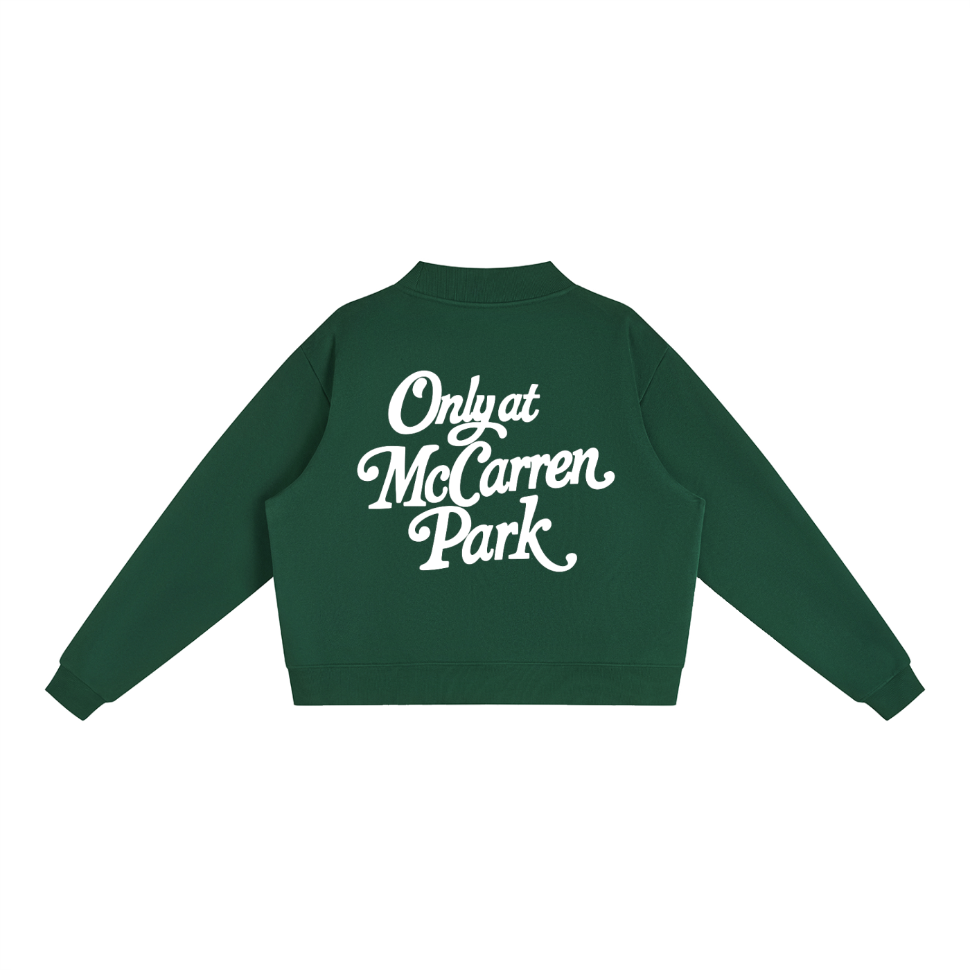 Only At McCarren Park (Simple White)  Fleece Mock-Neck Crew Sweatshirt