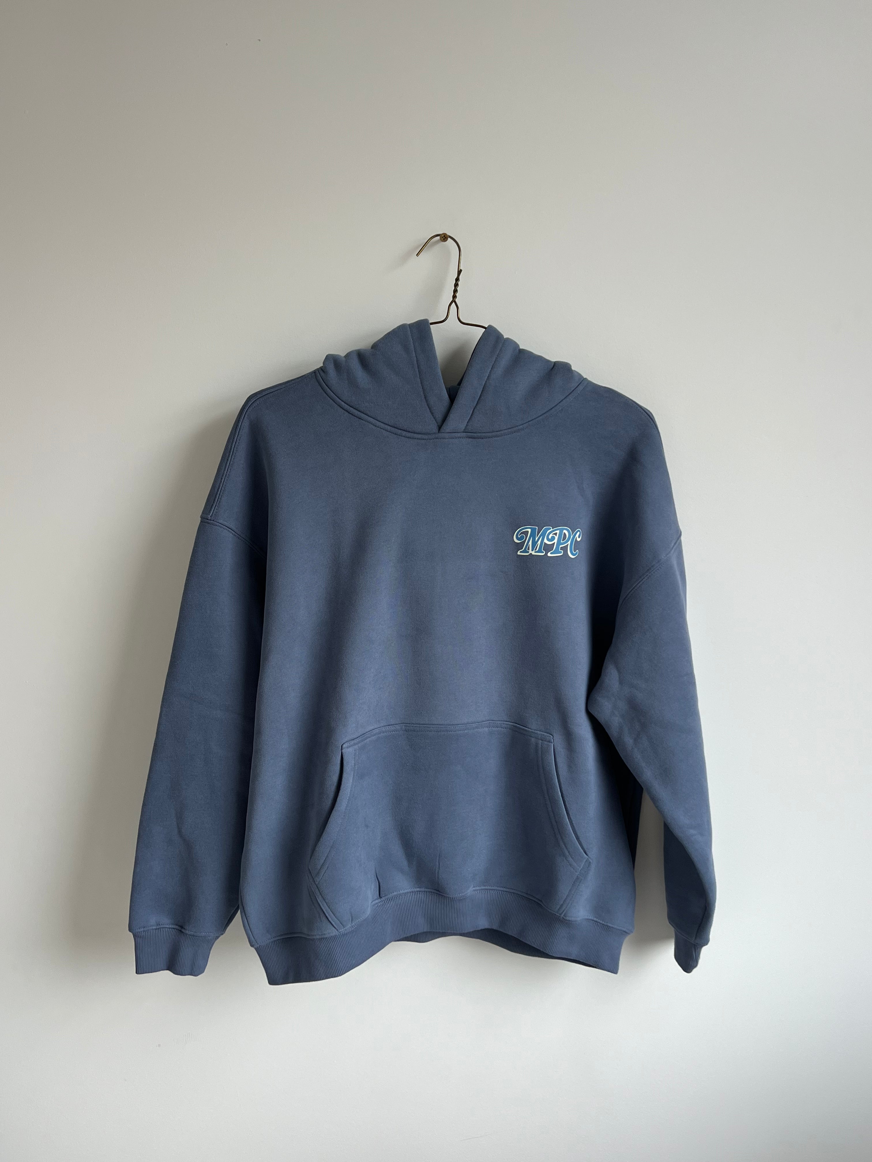 Only At McCarren (Slate Blue Lettering) Oversize Fleeced Hoodie