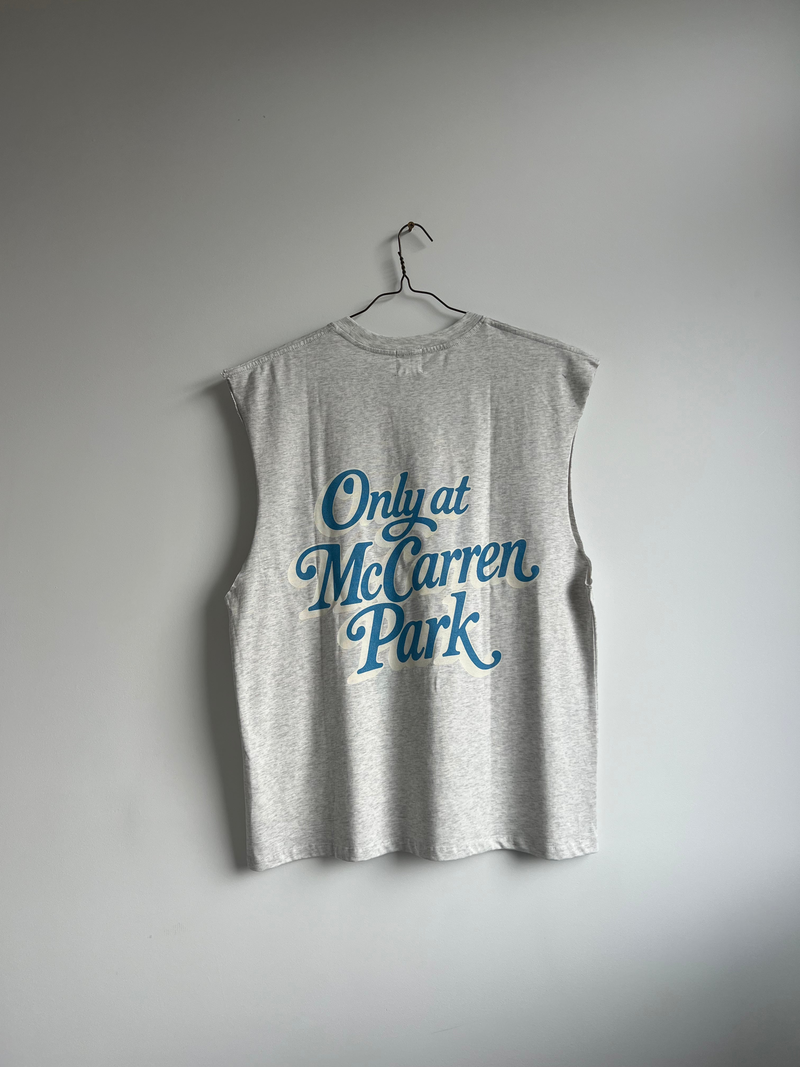 Only At McCarren (Slate Blue Lettering) Muscle-y Cotton Tank Top