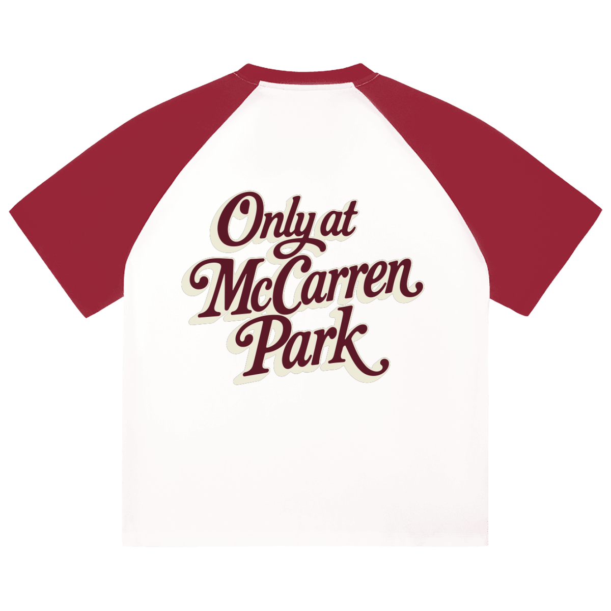 Only at McCarren (Maroon Lettering) Color-Blocked Baseball T-Shirt