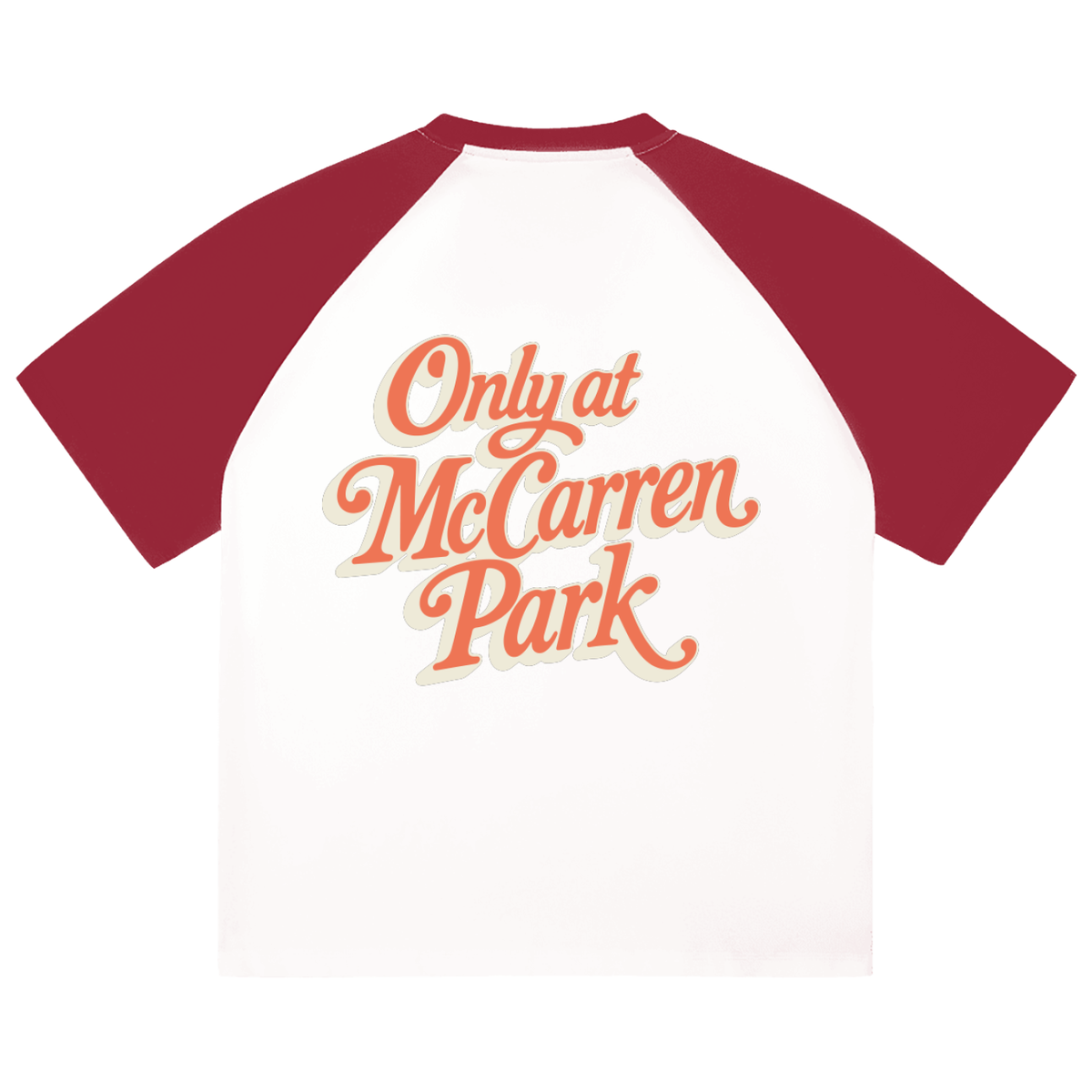 Only at McCarren Park (Orange Lettering) Baseball T-Shirt