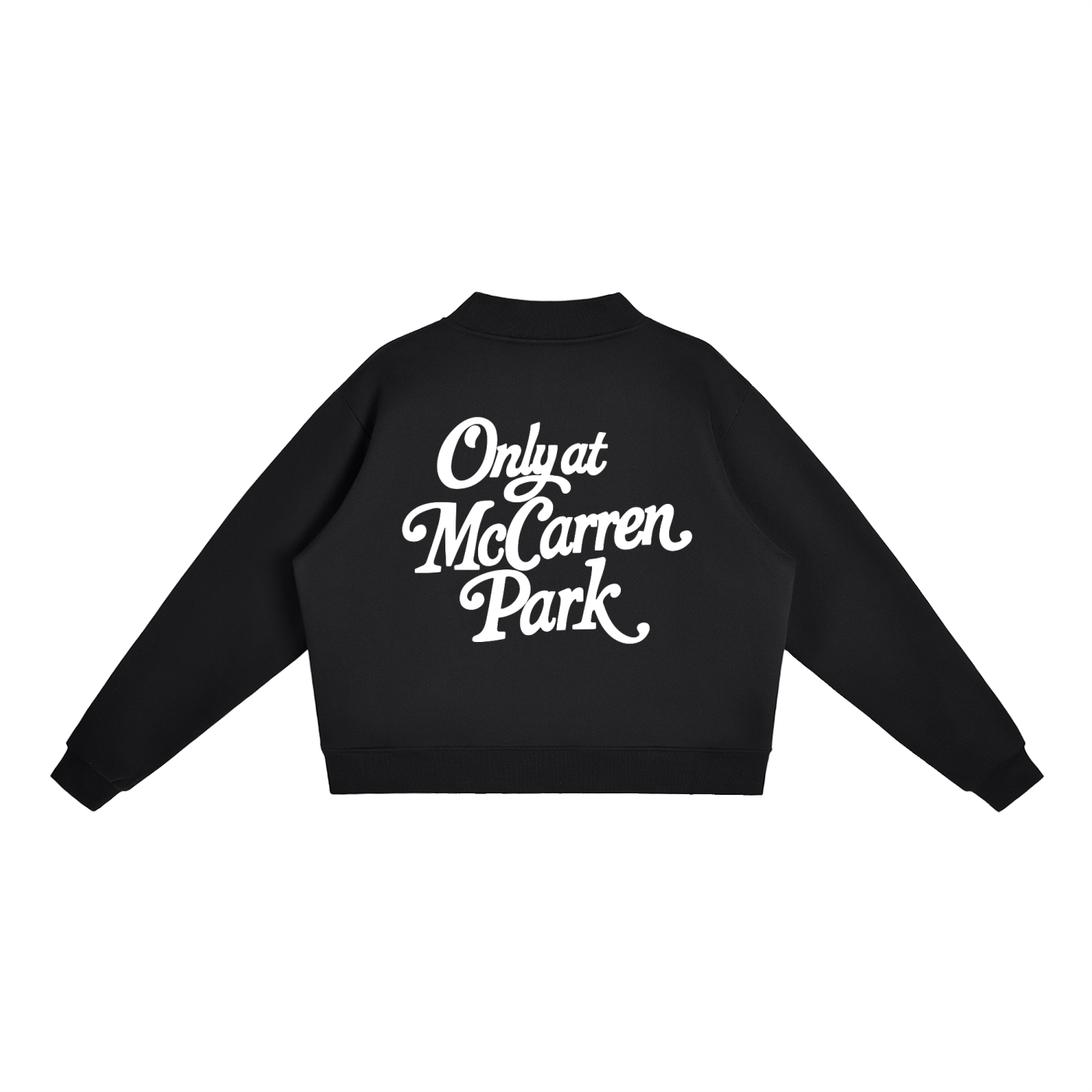 Only At McCarren Park (Simple White)  Fleece Mock-Neck Crew Sweatshirt