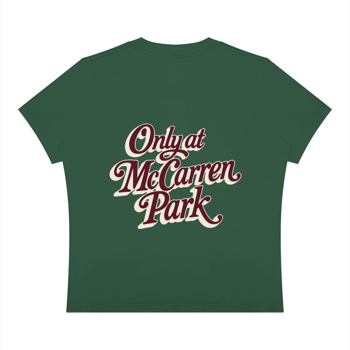 Only at McCarren Park (Maroon Lettering) Women's Sorona Crewneck T-Shirt
