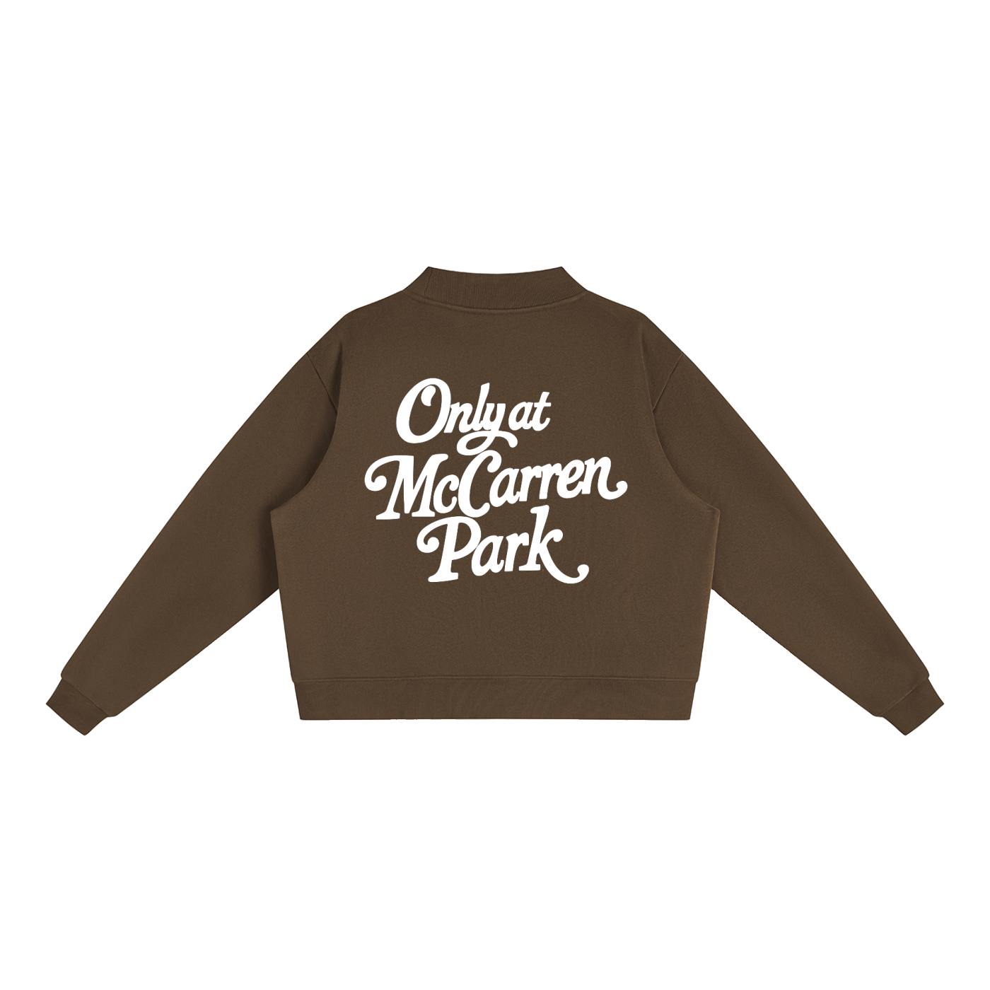 Only At McCarren Park (Simple White)  Fleece Mock-Neck Crew Sweatshirt