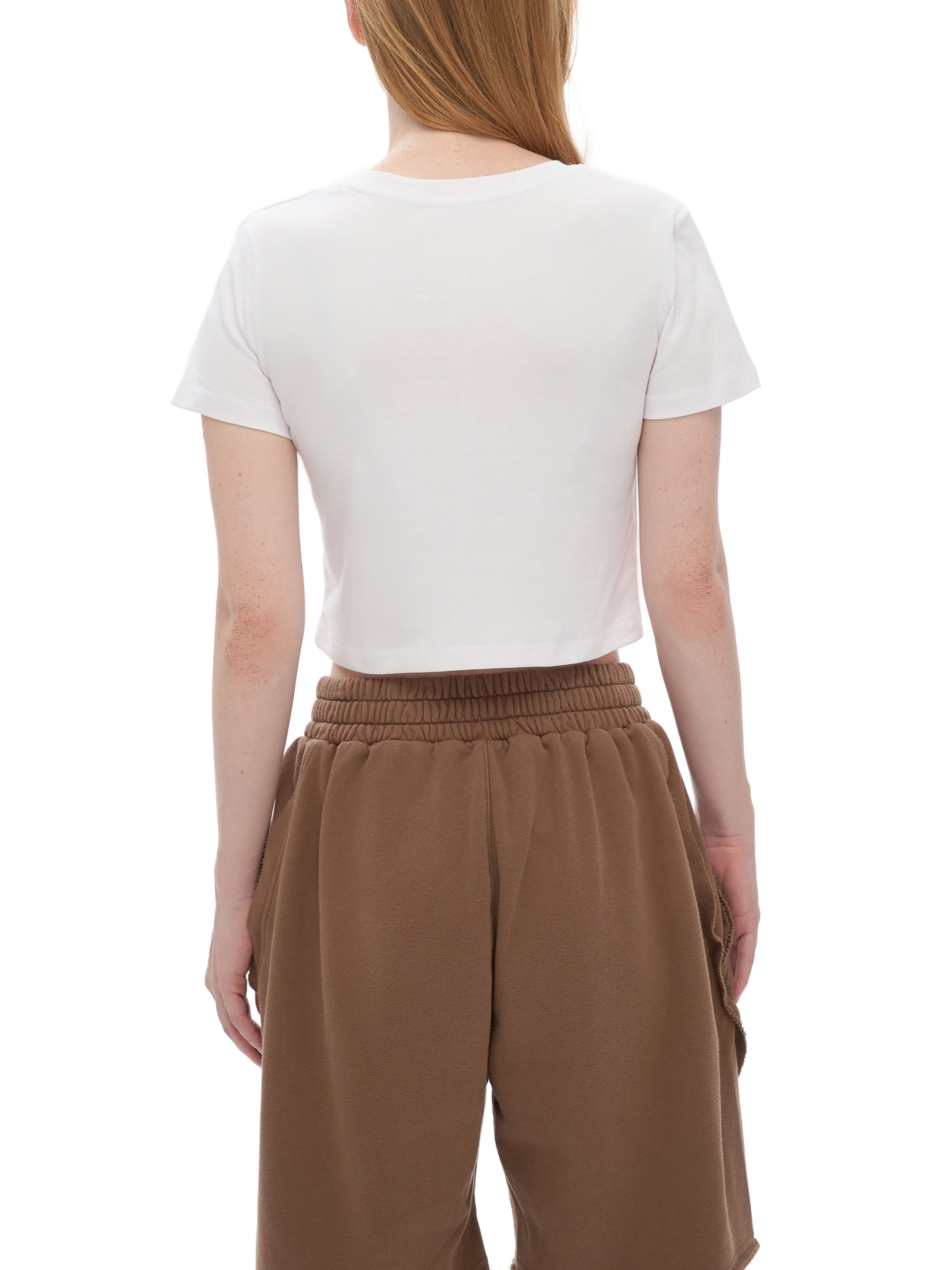 Tan at the park! Fitted Crop Cotton T-Shirt