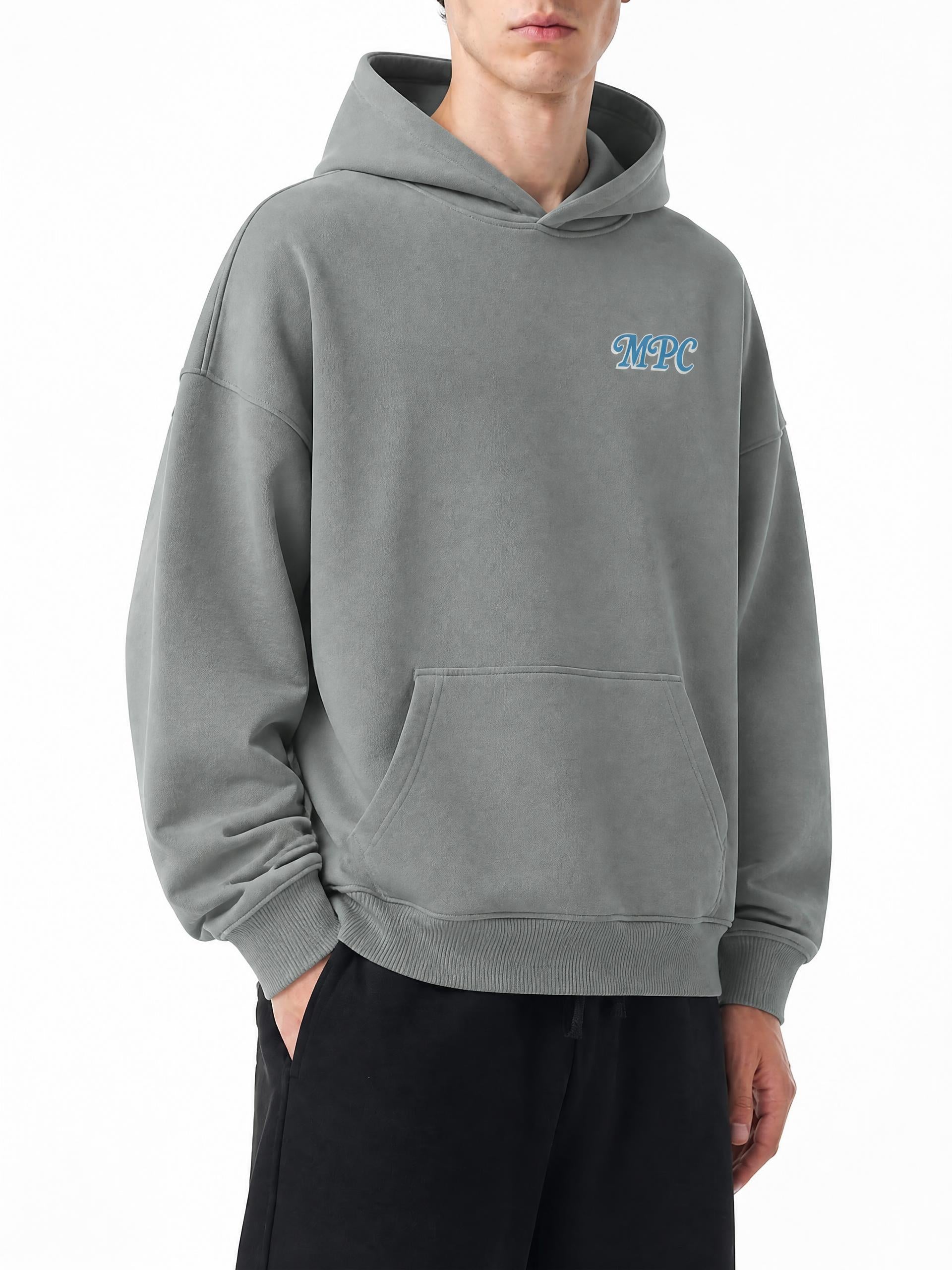 Only At McCarren (Slate Blue Lettering) Oversize Fleeced Hoodie
