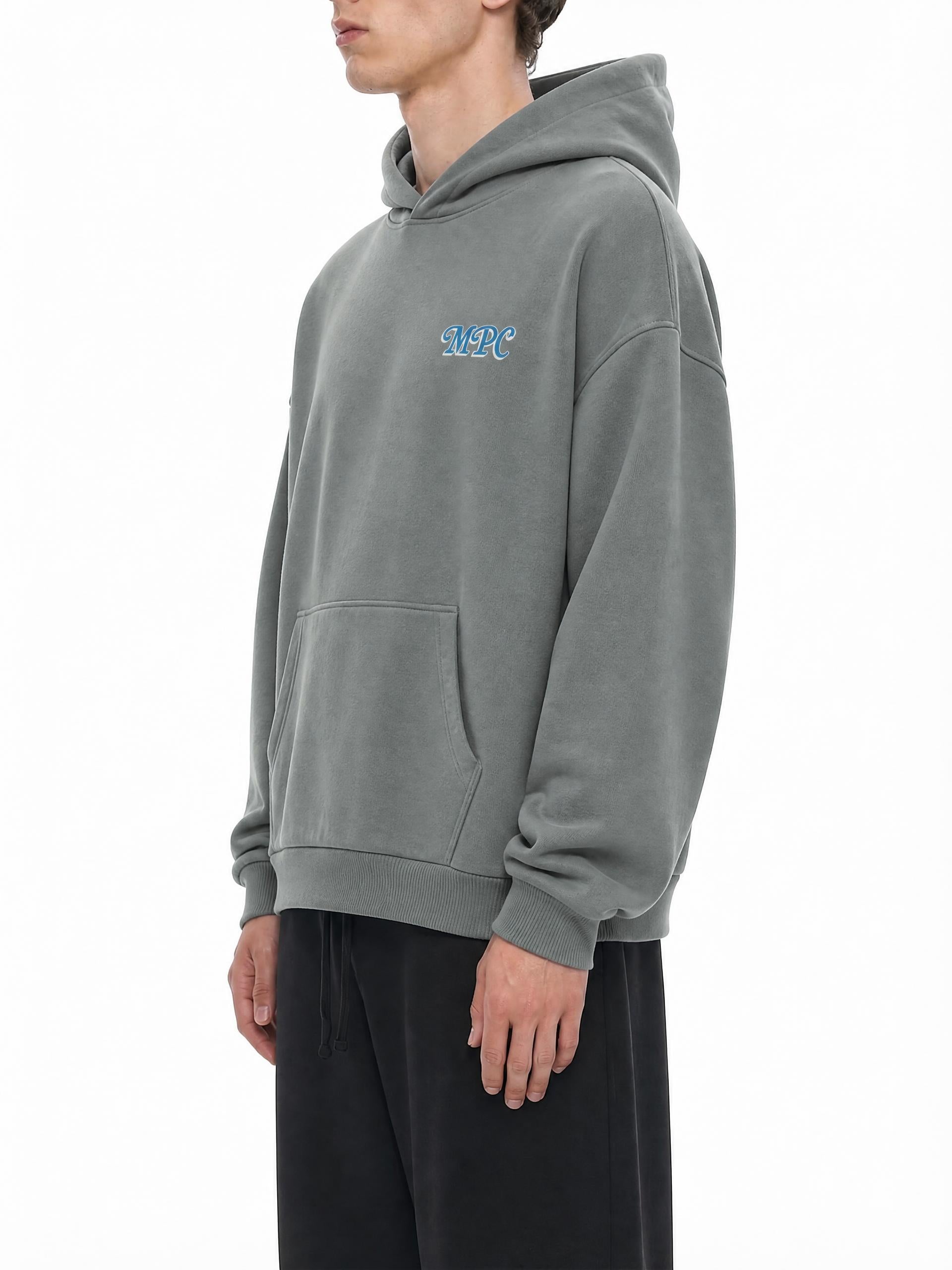 Only At McCarren (Slate Blue Lettering) Oversize Fleeced Hoodie